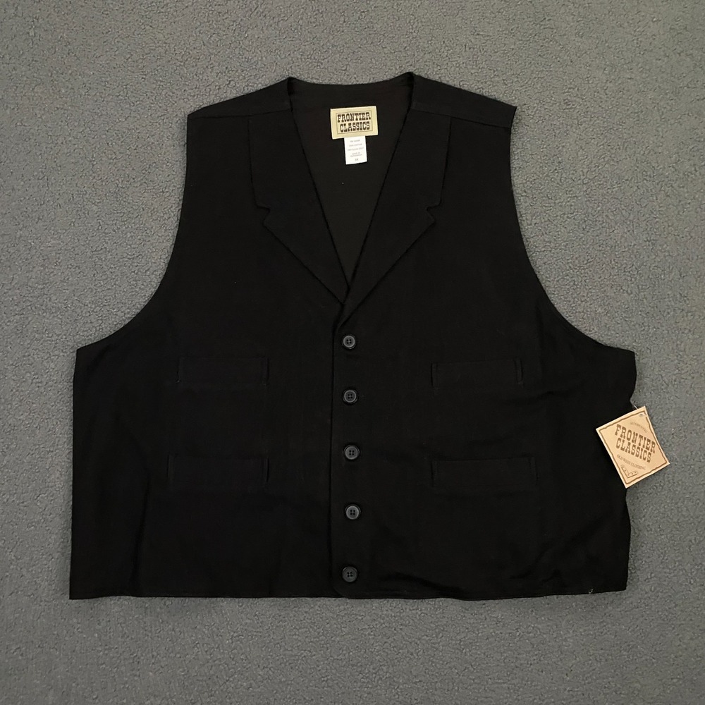 Frontier Classics Gunfighter Vest Men 3XL Black Twill Old Western Pioneer Cowboy